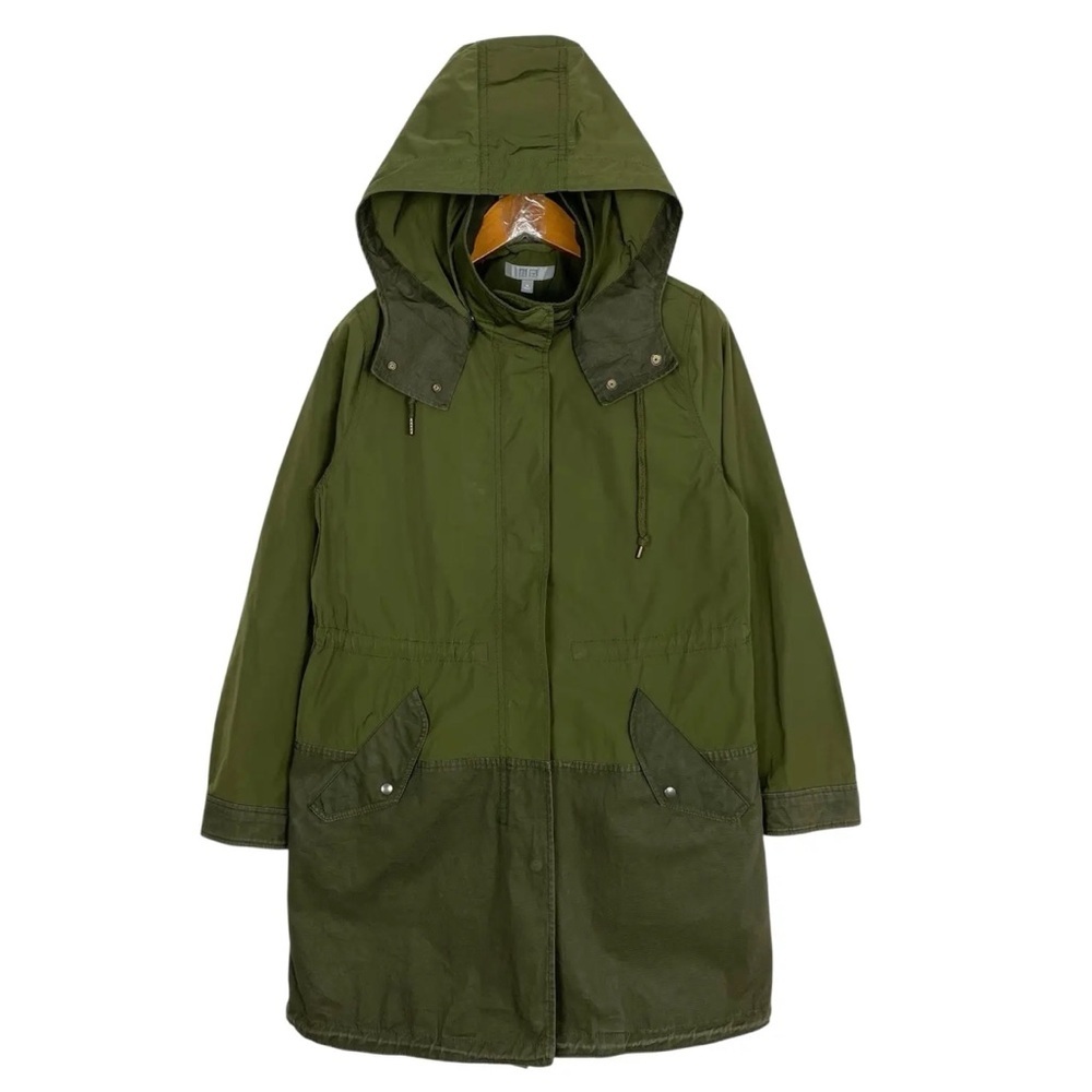 NEW Uniqlo Tech Olive Green Two Tone Jacket Removable Hood Camo Lining Medium